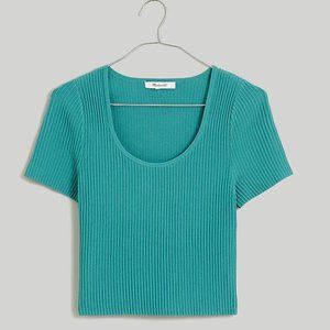 🏷️NWT:  Madewell Ottoman Crop Sweater Tee Size Turquoise Waters - Size Large